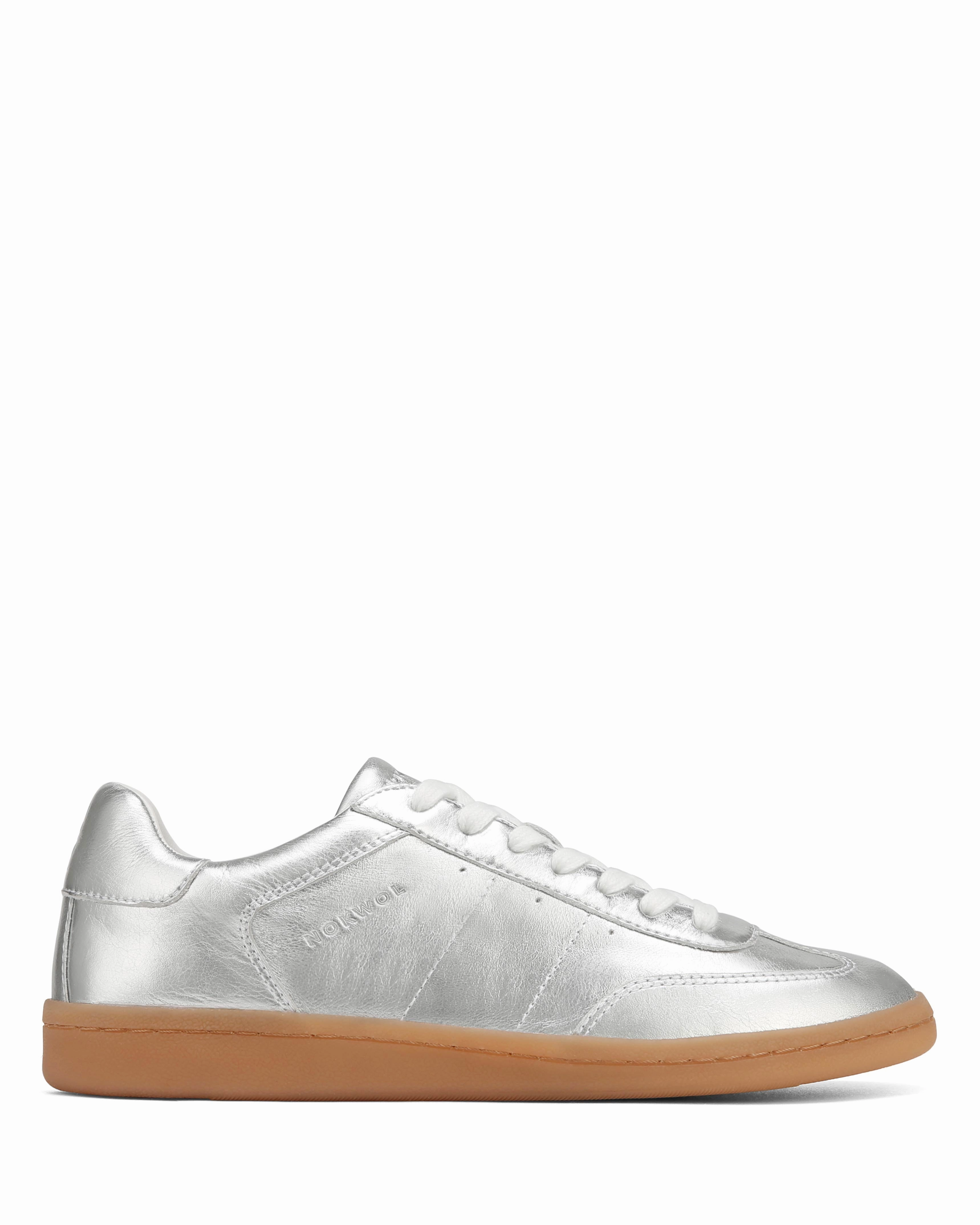 Dasha Silver Crinkle Leather Barricade Sneakers