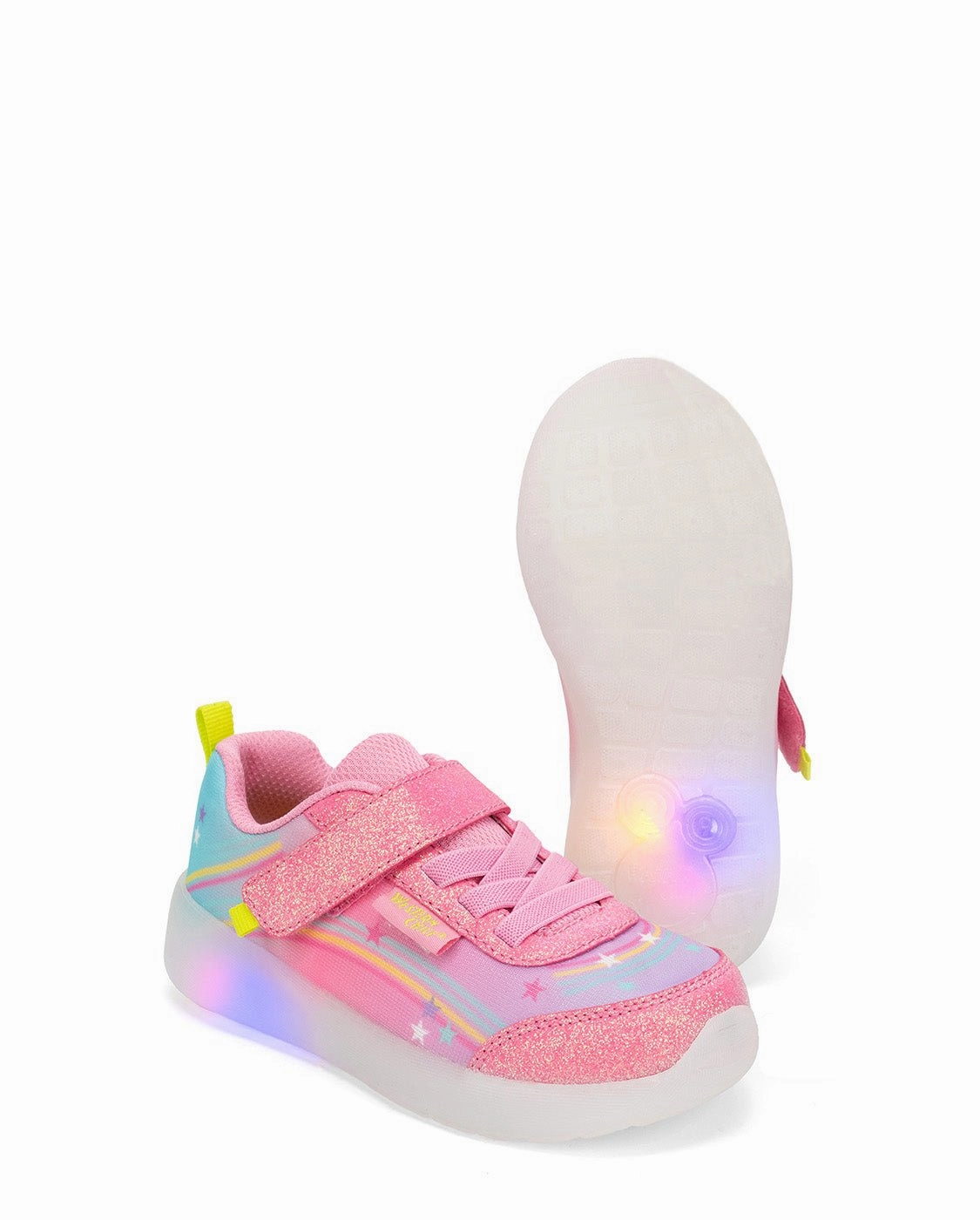 White Sneakers Kids Lighted Flash Feet Sneaker - Pink