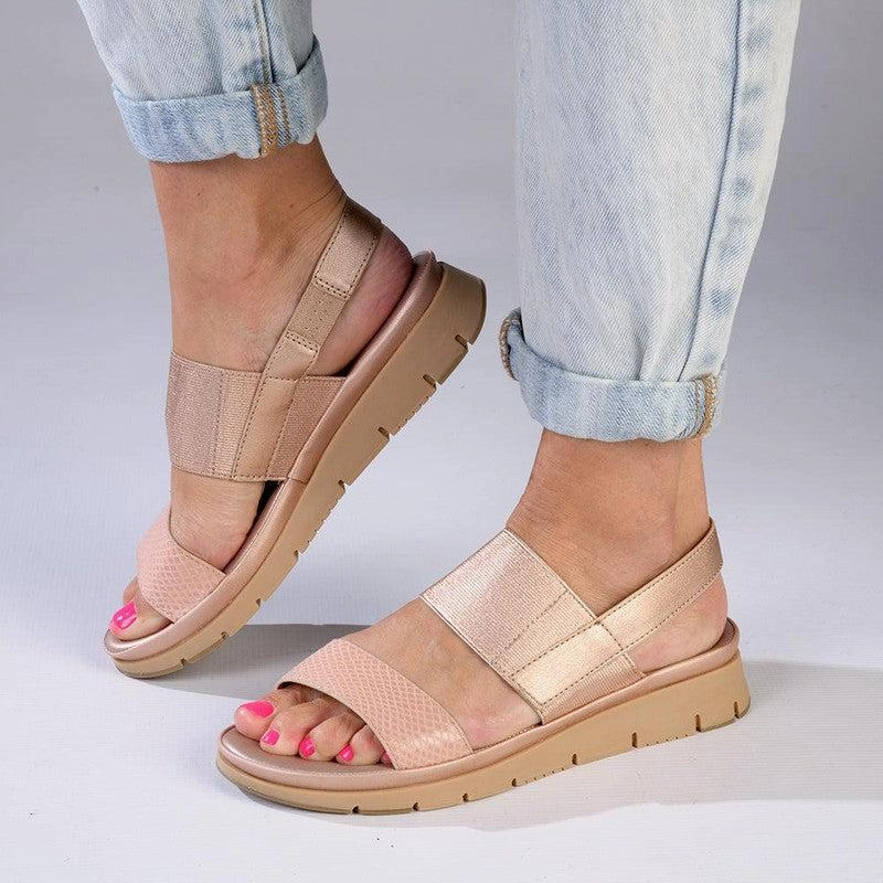Soft Style By Hush Puppies Tegan Wedge Sandal - Rose Gold Best Slip On Walking Shoes For Seniors