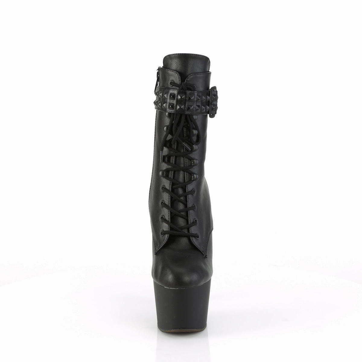 7 Inch Heel ADORE-1020STR Black Faux Leather Ladies Dress Boots