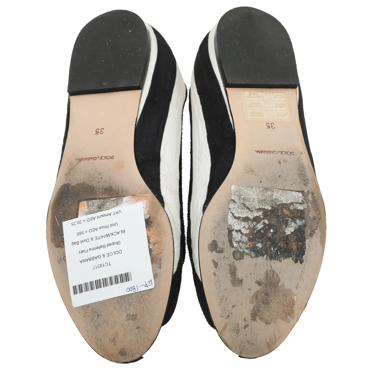 Lifting In Flat Shoes Dolce & Gabbana Bicolor Striped Ballerina Flats 35