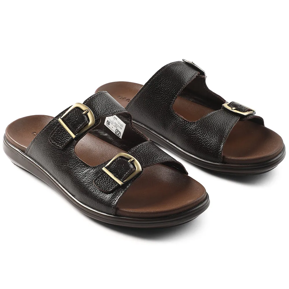 Strappy Casual Slip-on Flat Sandals Healers Brown Casual Sandal For Men MDL-11E By Liberty