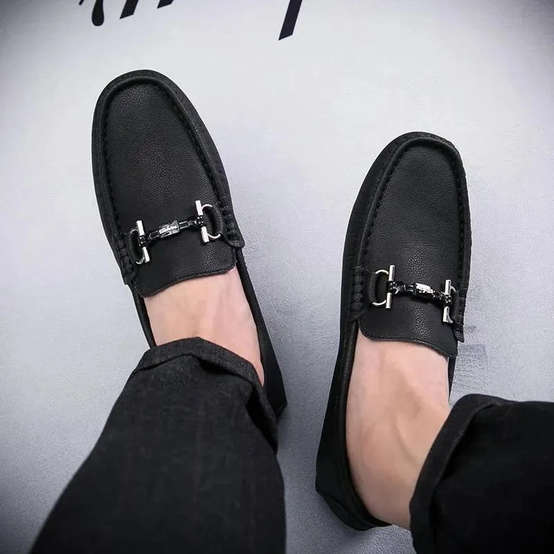Casual Leather Driving Shoes For Men Comfortable Walking Loafers