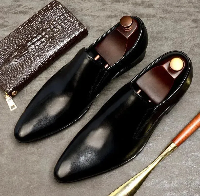 Men  Dress Shoes -  Valentino Italian Shoes Formal Slip On Shoes