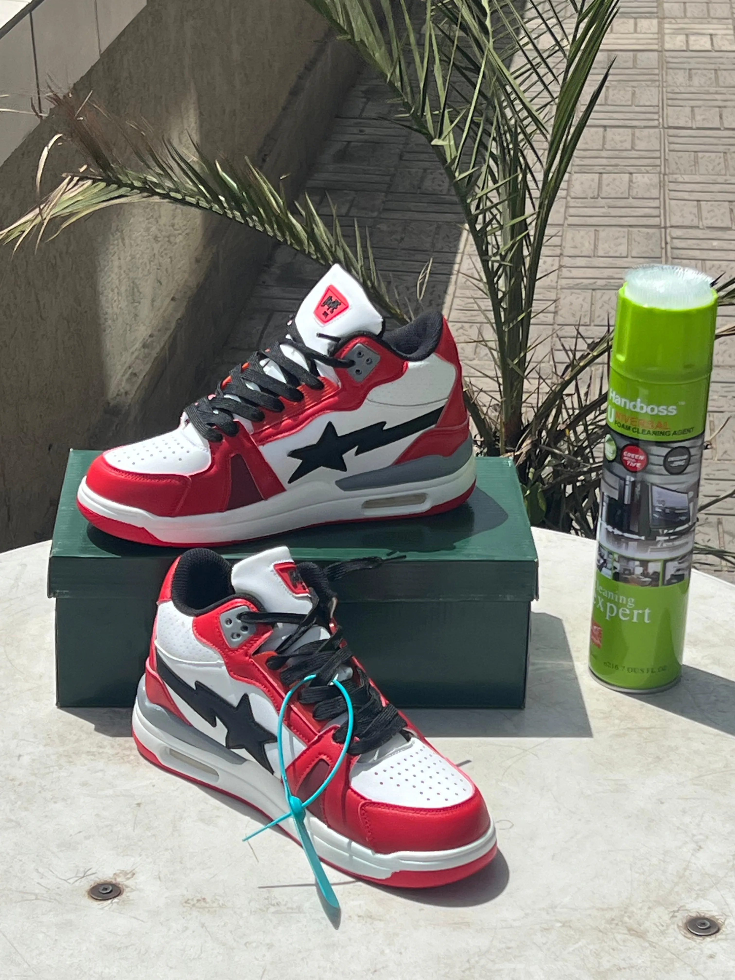 Bape Star High Cut- Red White Black Mardi Gras Sneakers