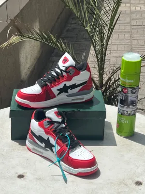 Bape Star High Cut- Red White Black Common Projects Sneakers