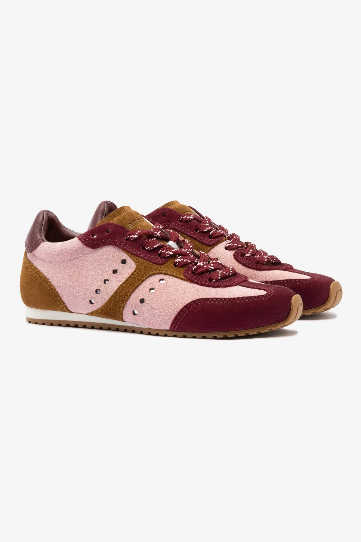 Sneakers Workout Stella Sneaker In Tulip, Russet and Wine Suede and Silver Metallic Leather