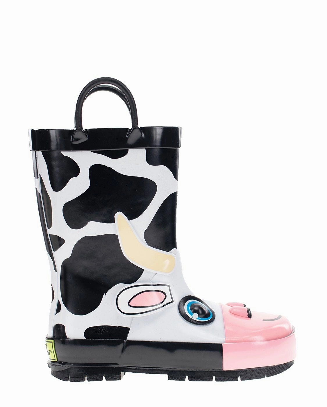 Kids Colbie Cow Rain Boot - Black Boots Gogo