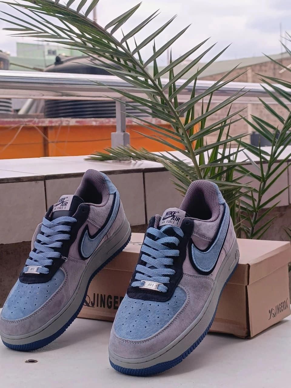 Nike Air Force 1 Low Suede  Grey/Blue Edition Anime Sneakers