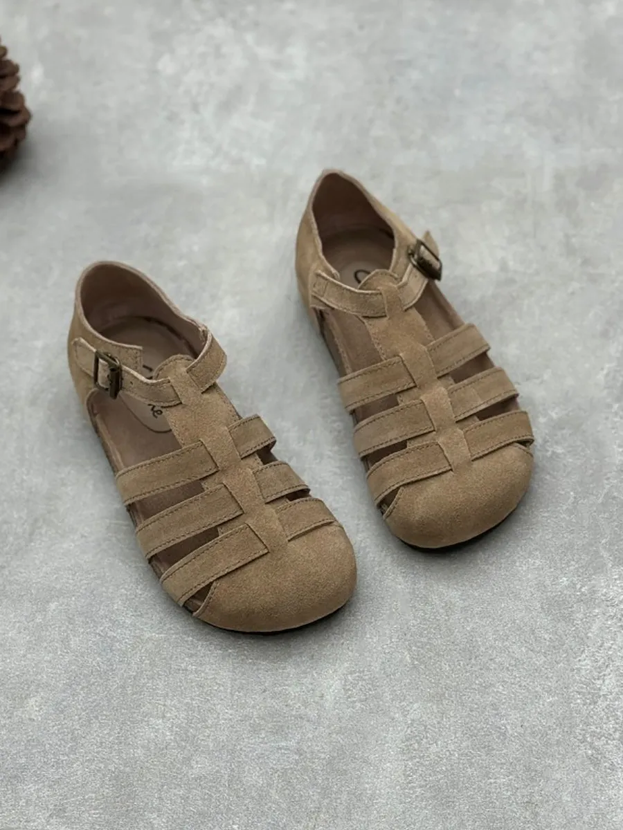 Thong Sandals With Heels Women Summer Casual Leather Spliced Flat Sandals HH023