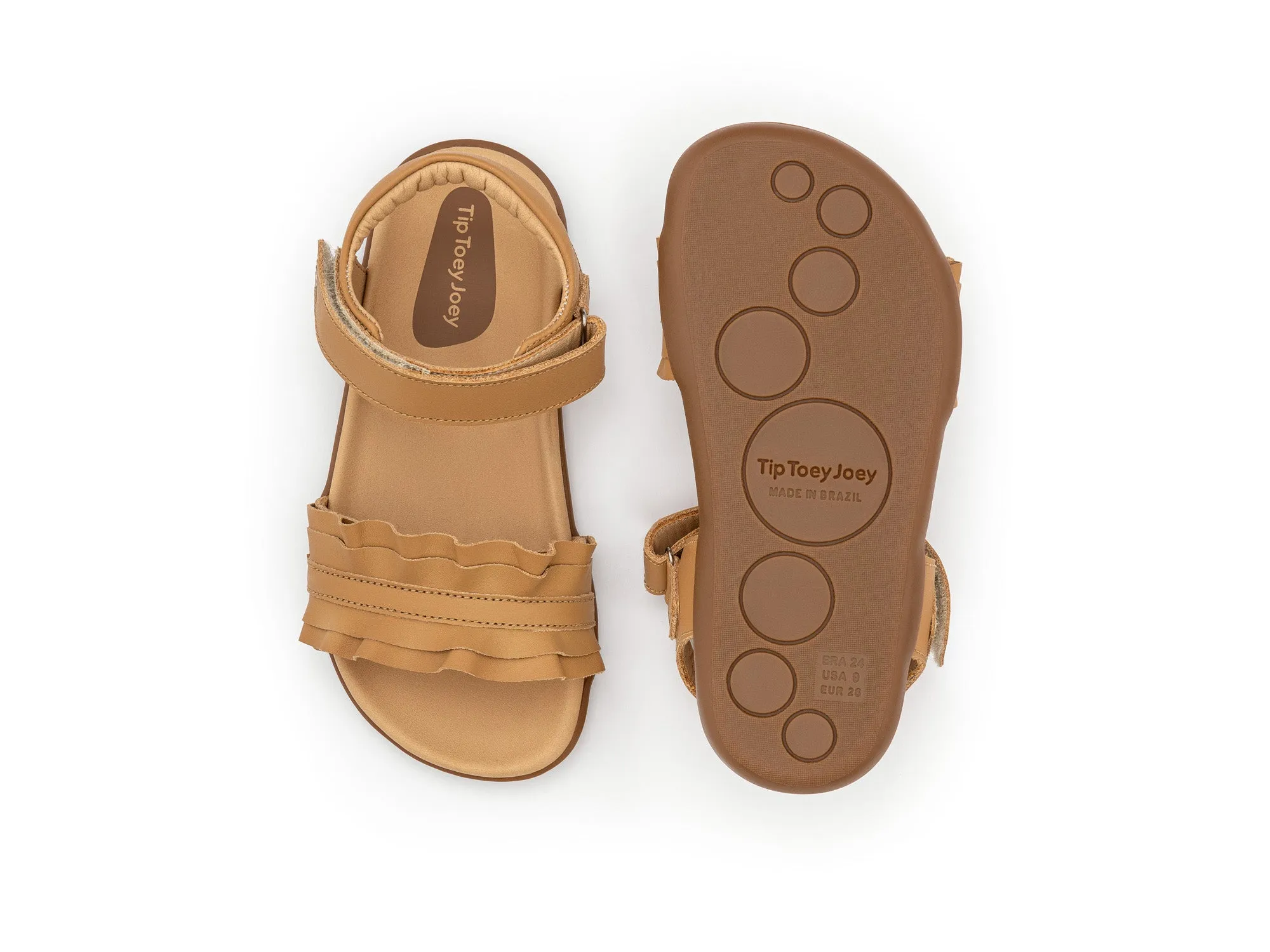 Bottom Sandals Tip Toey Joey Girl's Ruffle Sandals - Hay