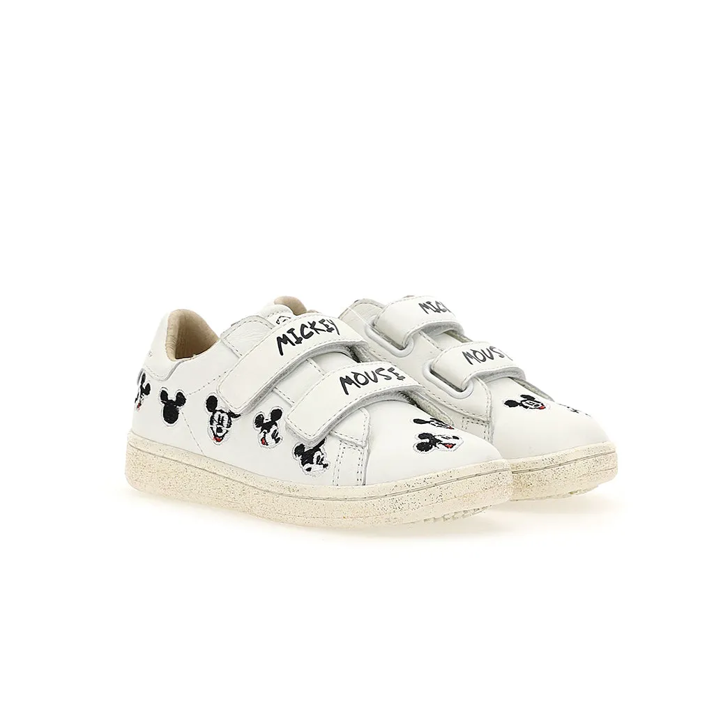 Second Hand Sneakers White Logo Trim Mickey Velcro Sneakers