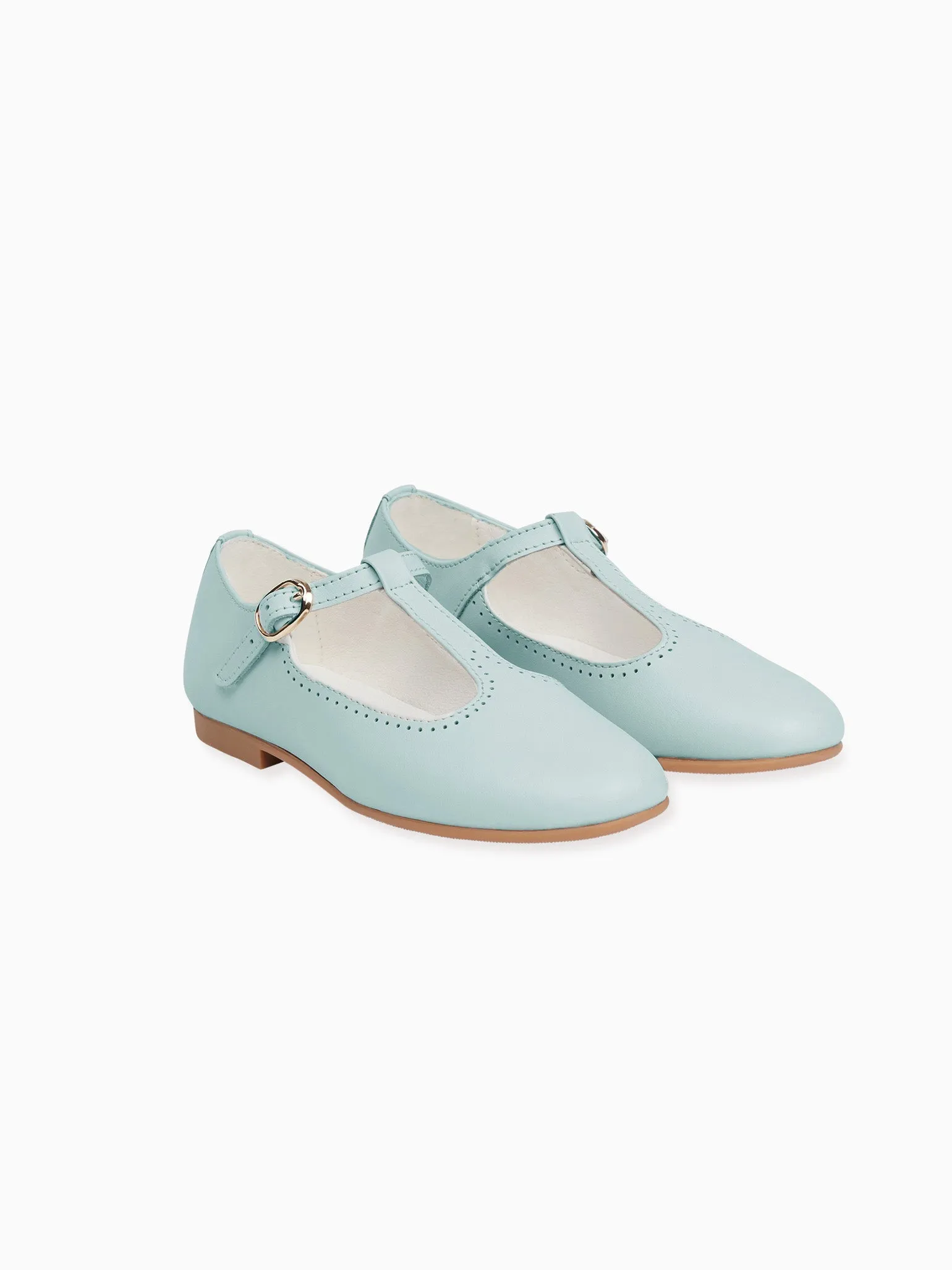Light Blue Leather Girl T-Bar Shoes Best Running Shoes With A Wide Toe Box