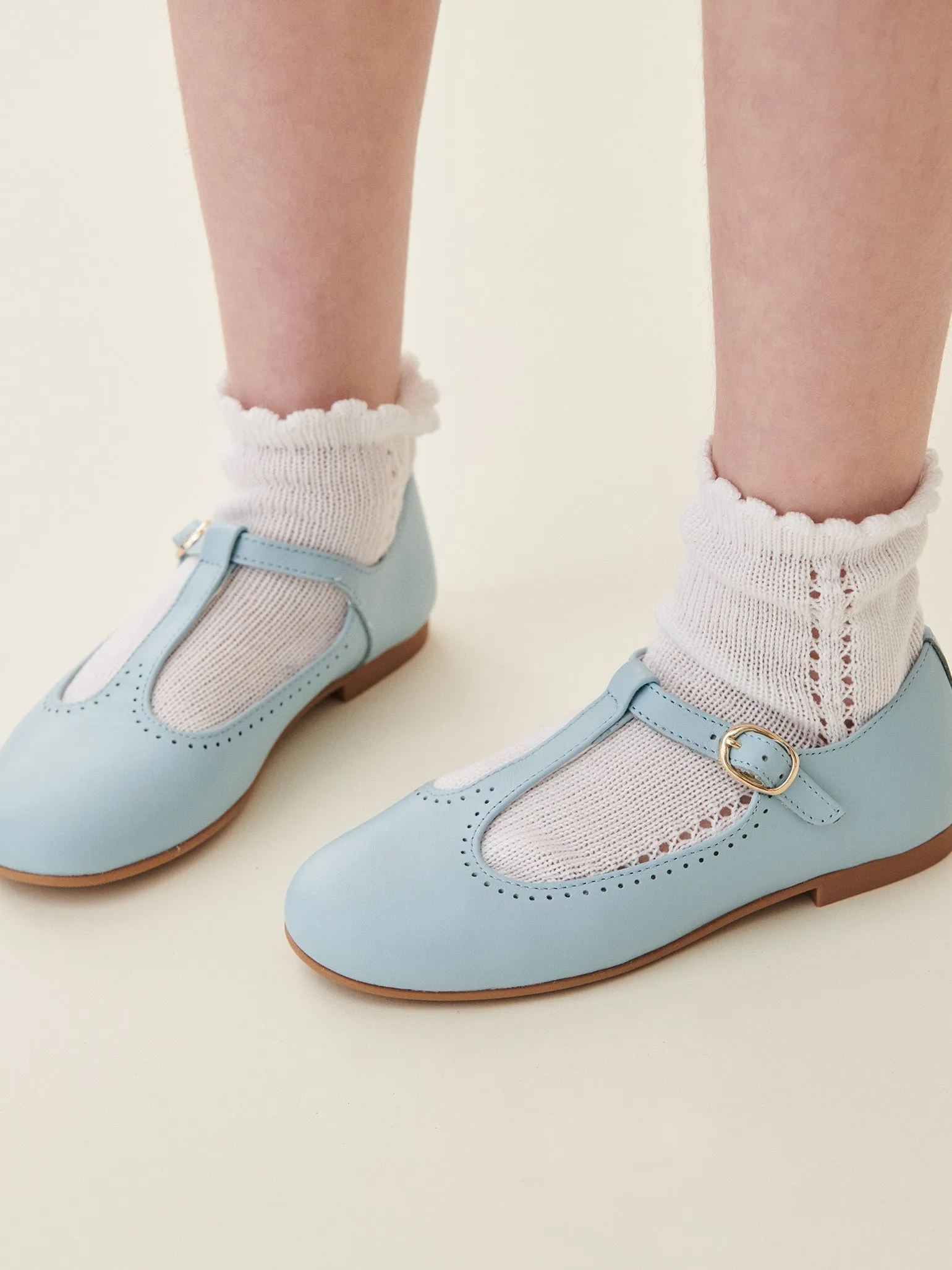 Light Blue Leather Girl T-Bar Shoes Novablast 5 Running Shoes