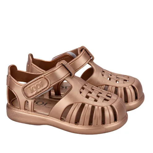 T Strap Sandals Igor Boy's And Girl's Tobby Metal Sandals - Bronce