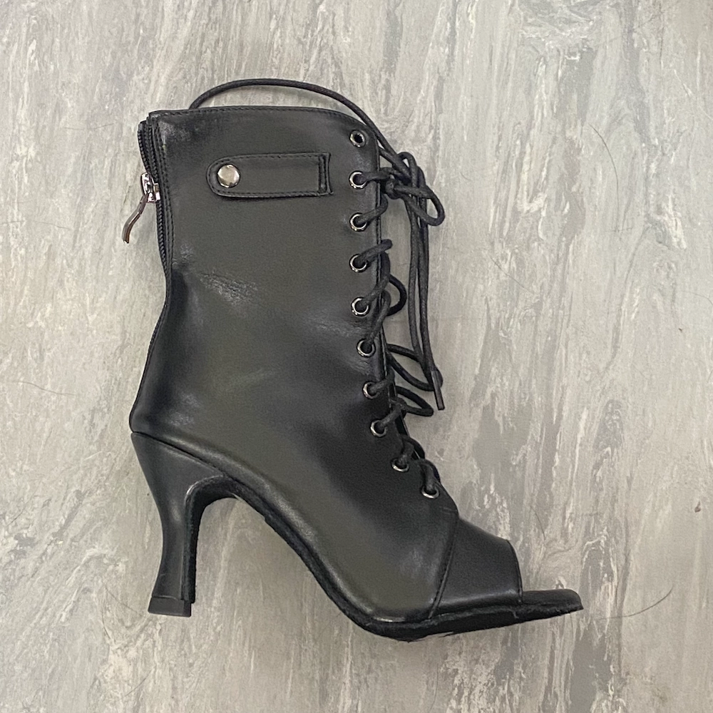 Moment - By Kiira Harper - Open Toe Lace Up Ankle Dance Booties (Suede Sole) Cowboy Boots That Lace Up