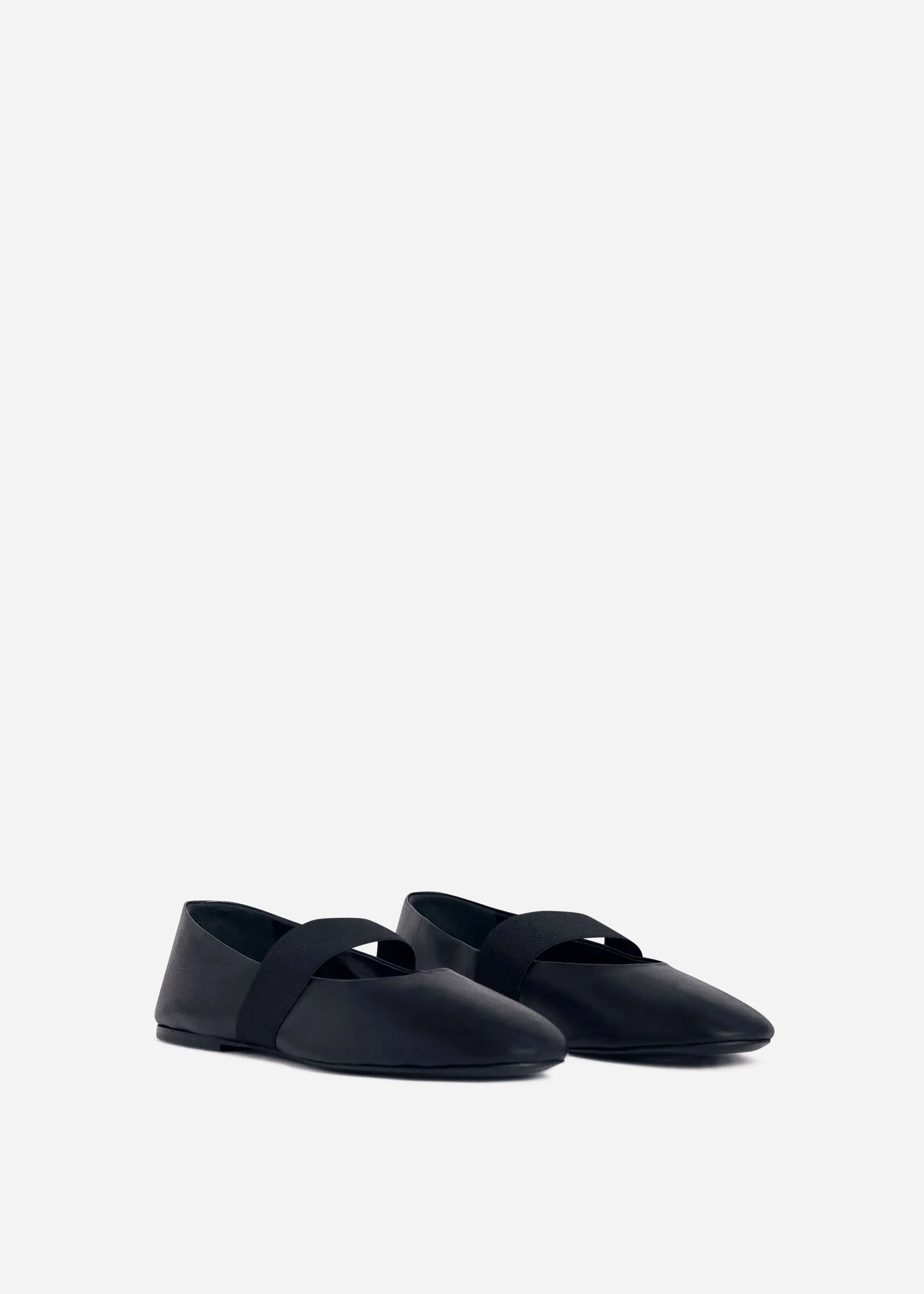 Elastic Ballerina Flat in Black Union Boa Flat Shoes