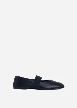 Football Flat Shoes Elastic Ballerina Flat in Black