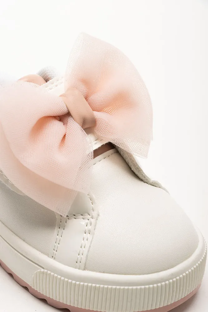 High End Running Shoes Bow Sneakers White