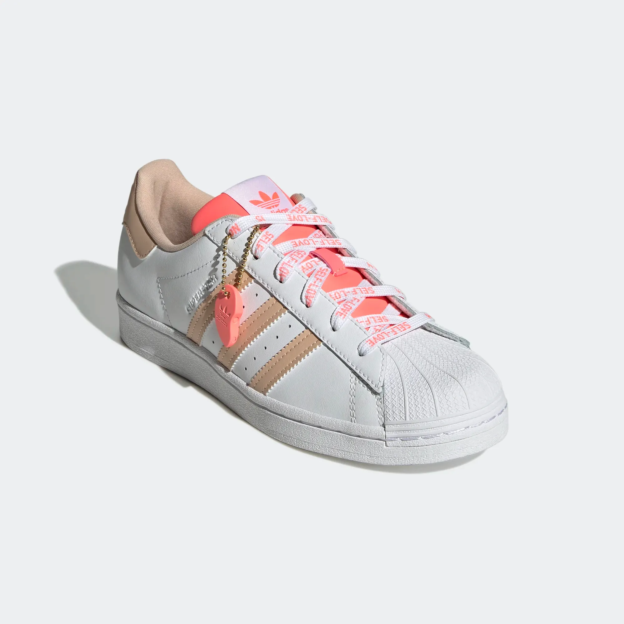 Adidas Women's Superstar Shoes - Cloud White / Halo Blush / Acid Red Adidas Training Running Shoes