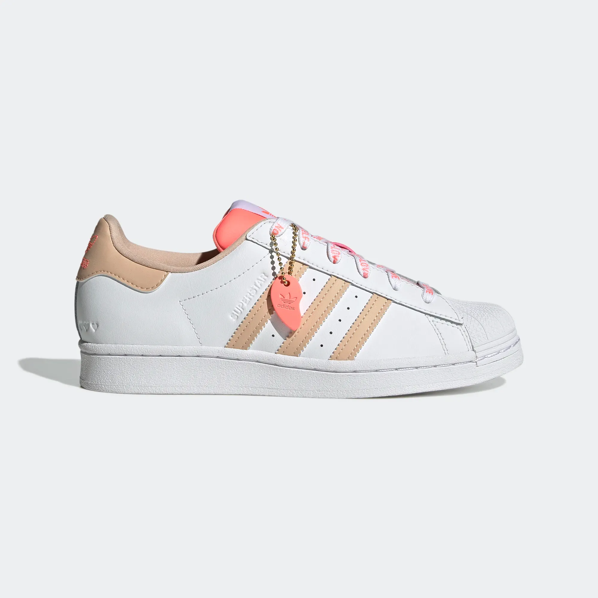 Adidas Women's Superstar Shoes - Cloud White / Halo Blush / Acid Red Adidas Daily Trainer Shoe