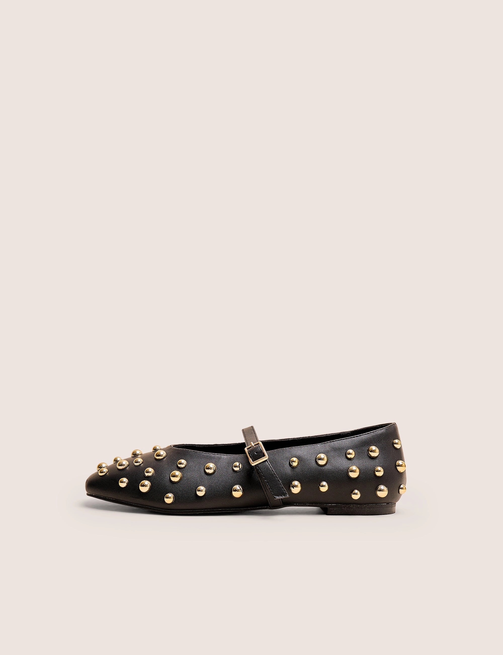 Elsie Black Studded Ballerina Flats Jeweled Flats Shoes
