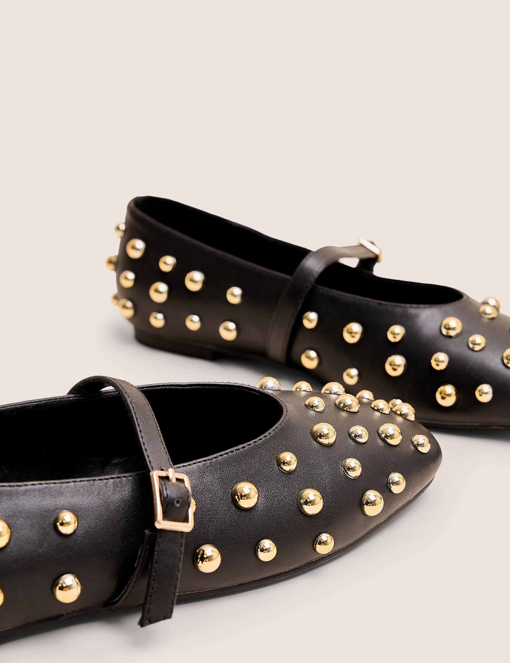 Earthies Shoes Flats Elsie Black Studded Ballerina Flats