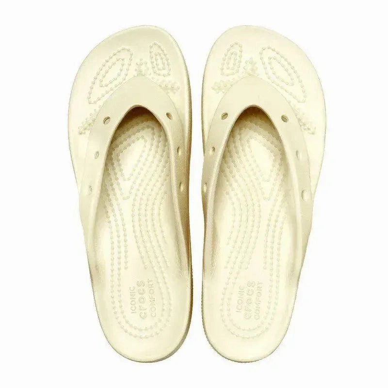 Crocs Classic Thong Slip On Platform Sandal - Bone Foam Slip On Shoes