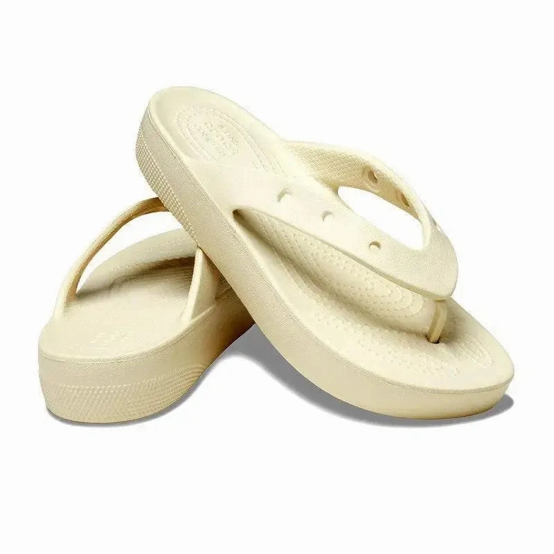 Crocs Classic Thong Slip On Platform Sandal - Bone Best Slip On Hunting Boots