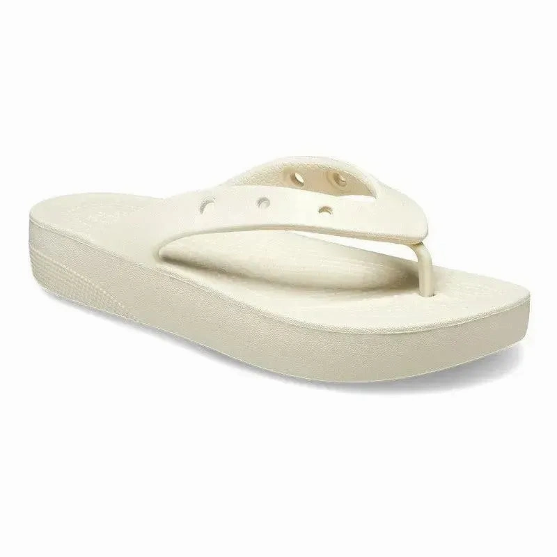 Crocs Classic Thong Slip On Platform Sandal - Bone Slip On Exhaust Pipes  Slip On Fashion Sneakers Slip On Flats Slip On Leather
