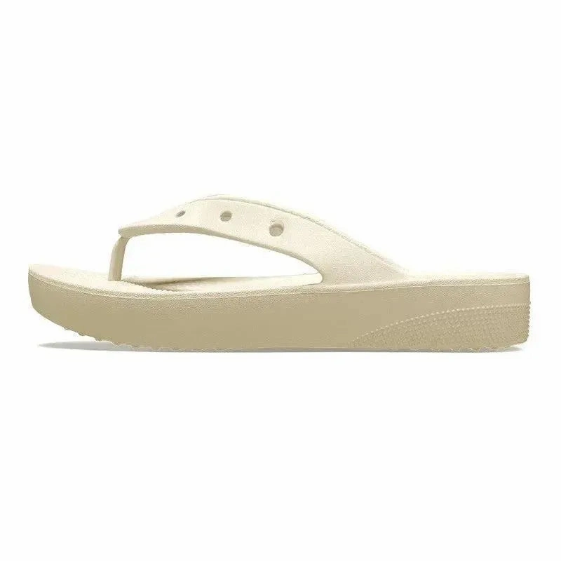 Crocs Classic Thong Slip On Platform Sandal - Bone Light Gray Slip Ons