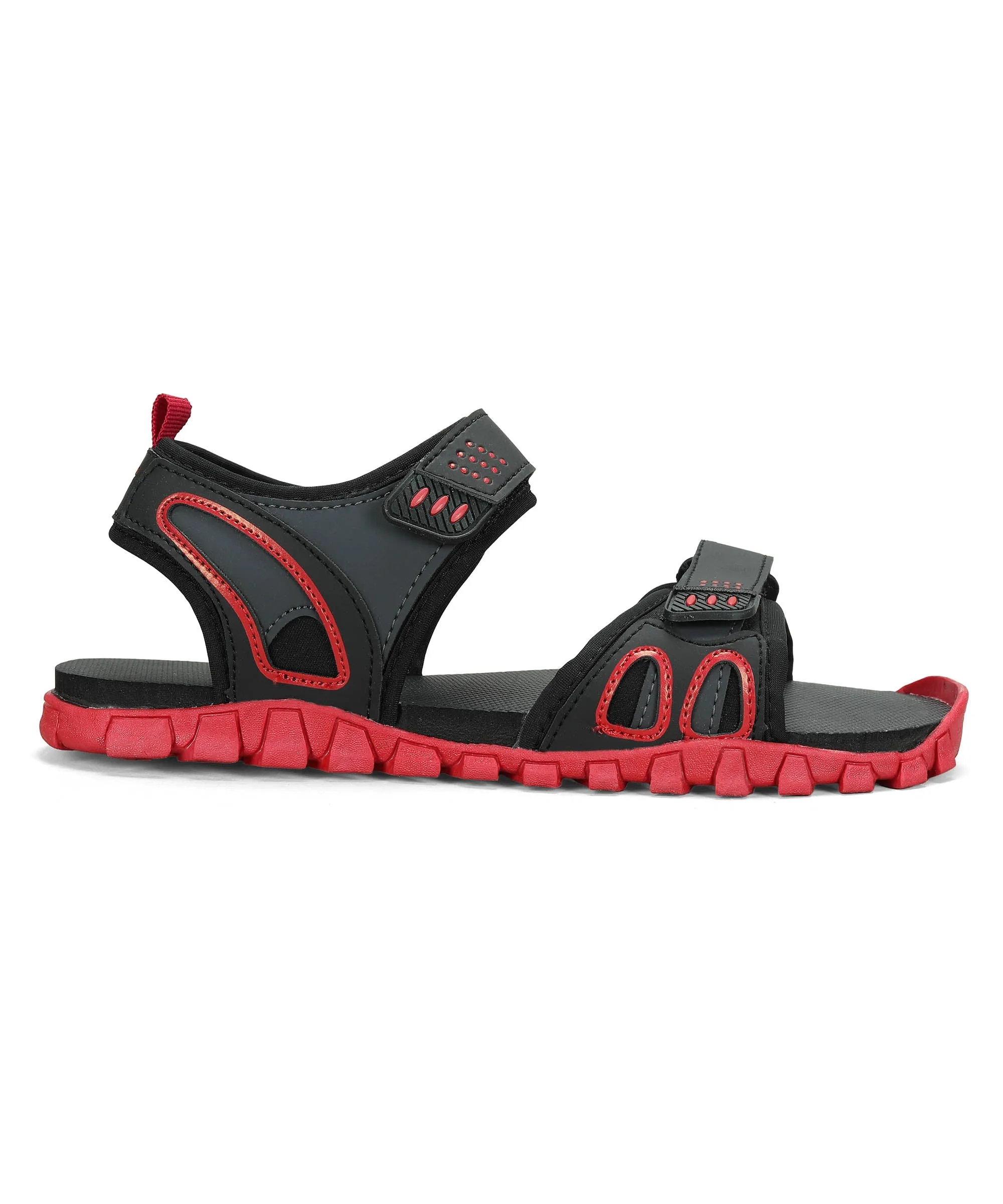 Flip Flops To Sandals Paragon Men's Stylish Lightweight & Durable Black Red Velcro Dailywear Sandals