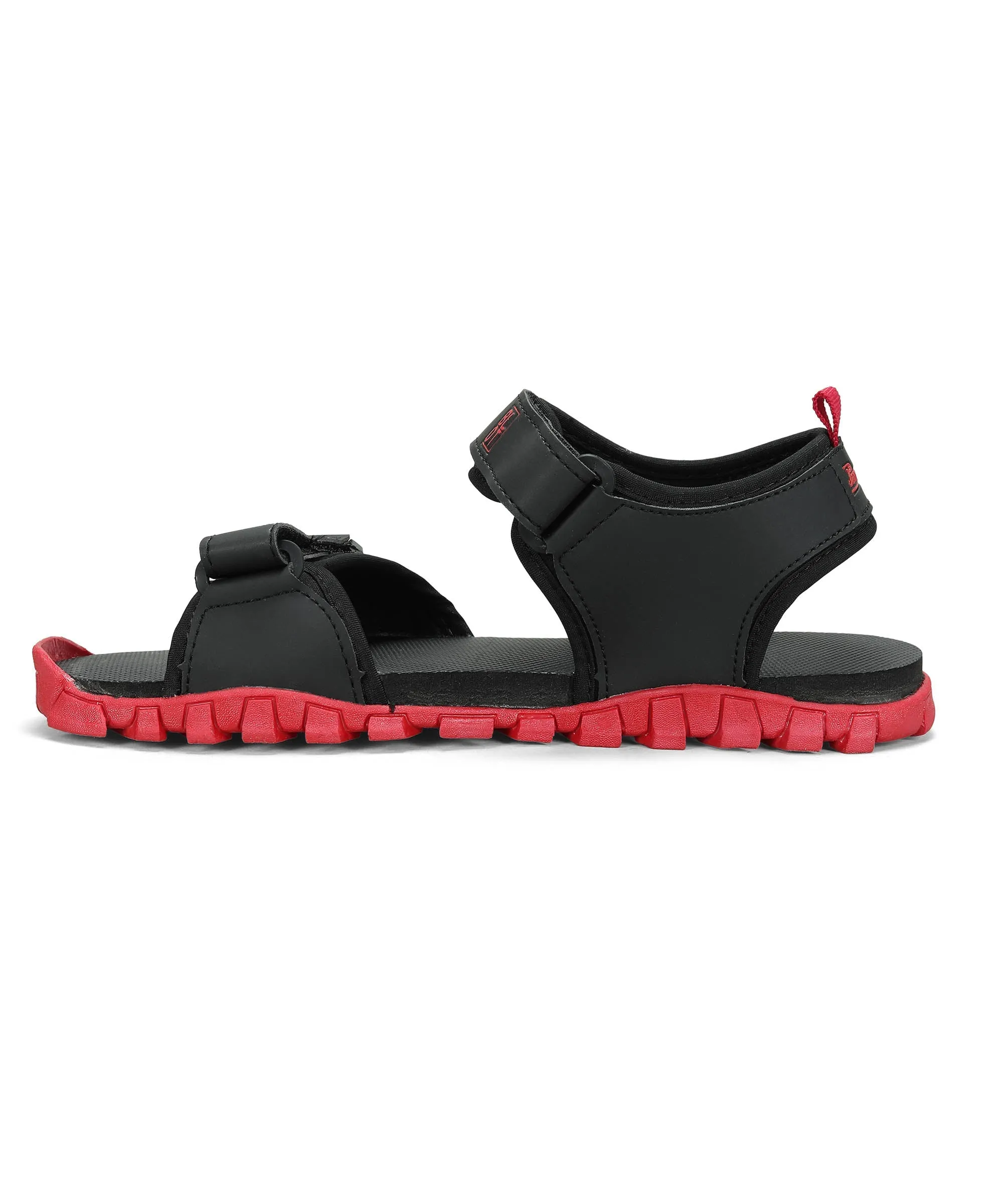 Sandals Chunky Paragon Men's Stylish Lightweight & Durable Black Red Velcro Dailywear Sandals