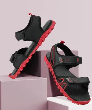 Paragon Men's Stylish Lightweight & Durable Black Red Velcro Dailywear Sandals Mt Sandals