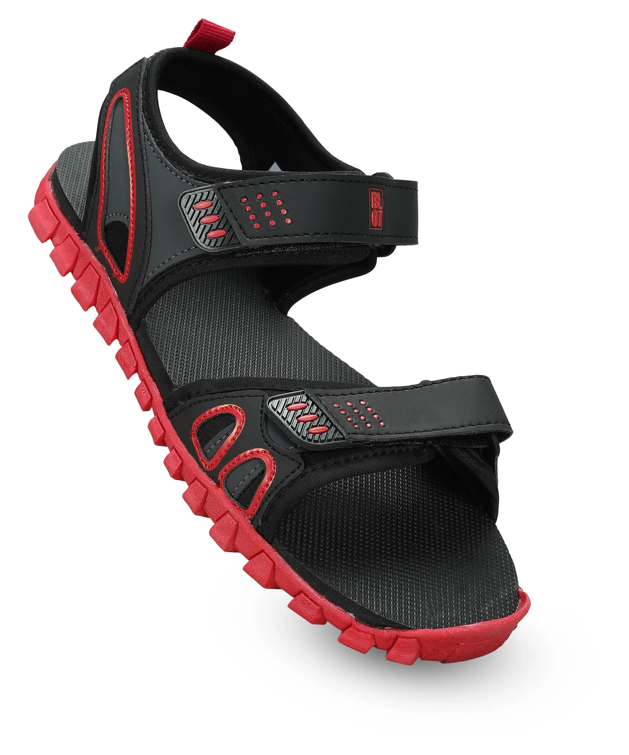 Paragon Men's Stylish Lightweight & Durable Black Red Velcro Dailywear Sandals Strappy Sandals Heels