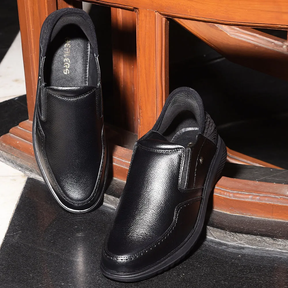 Gold Shoes With Dress Healers Black Formal Mocassin Shoes For Men UVI-25 By Liberty