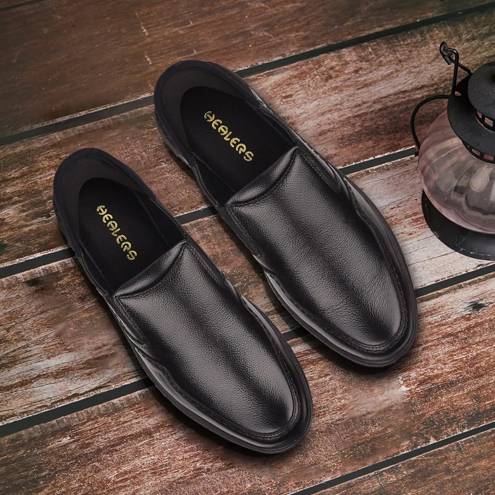 Healers Black Formal Mocassin Shoes For Men UVI-25 By Liberty Dress Shoes With Rubber Soles