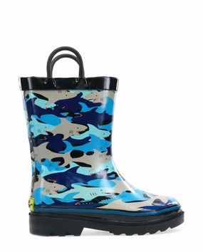 Kids Shark Chomp Rain Boot - Blue Lightweight Hiking Boots