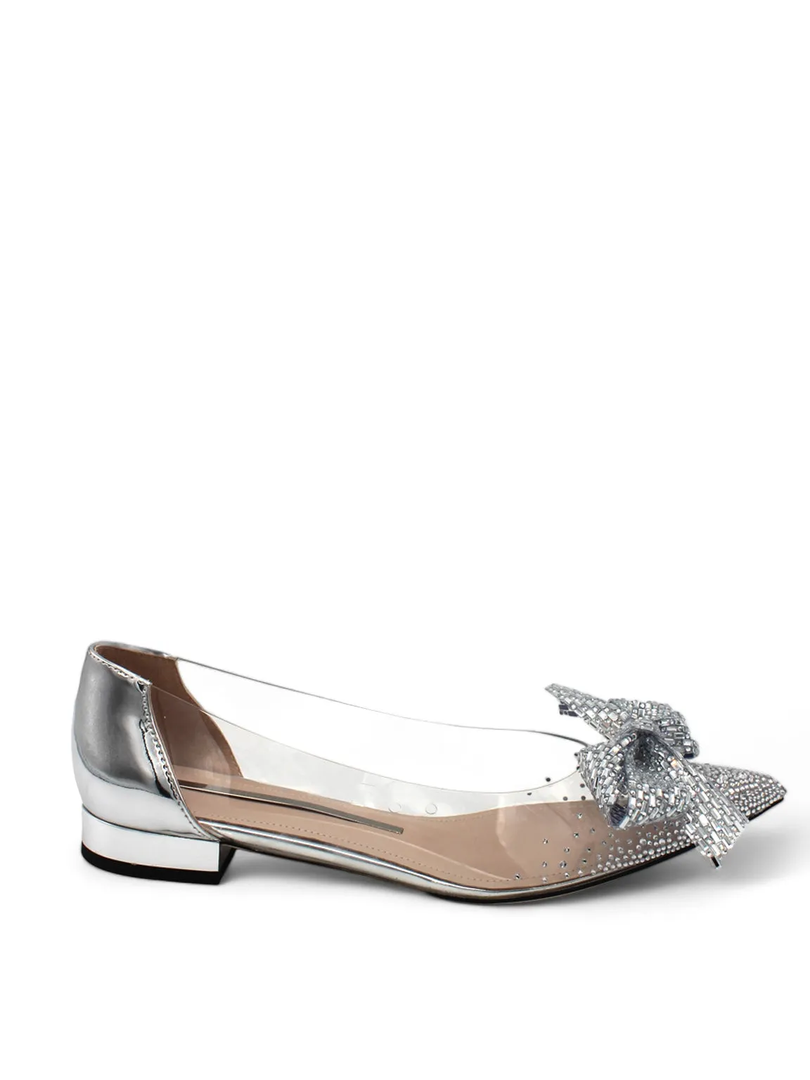 Starry Night Bow Vinyl Ballerina Flats Sparkle Flat Shoes