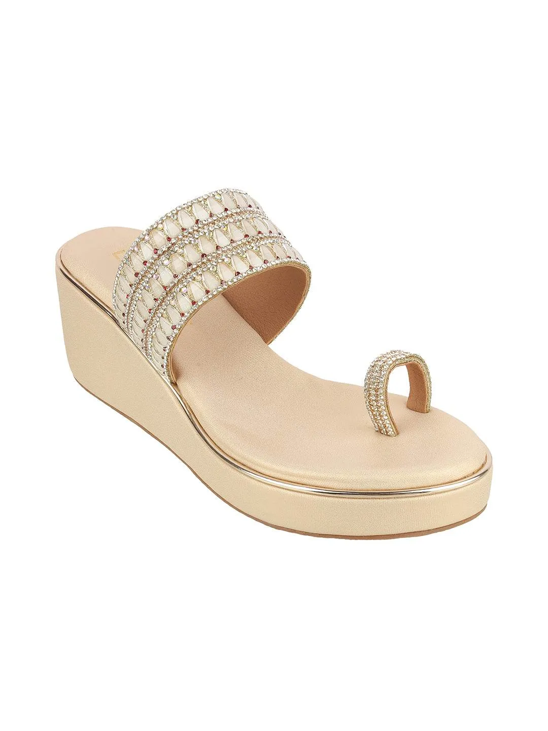 Women's Embellished Toe-Ring Wedge Sandals (1519) Lace Up Sandals Heels