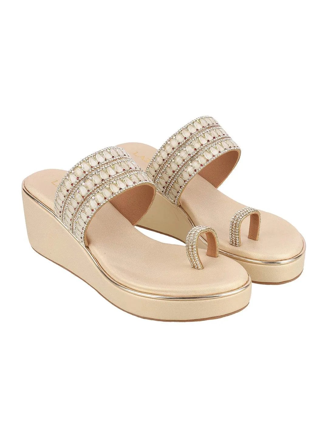 Women's Embellished Toe-Ring Wedge Sandals (1519)
