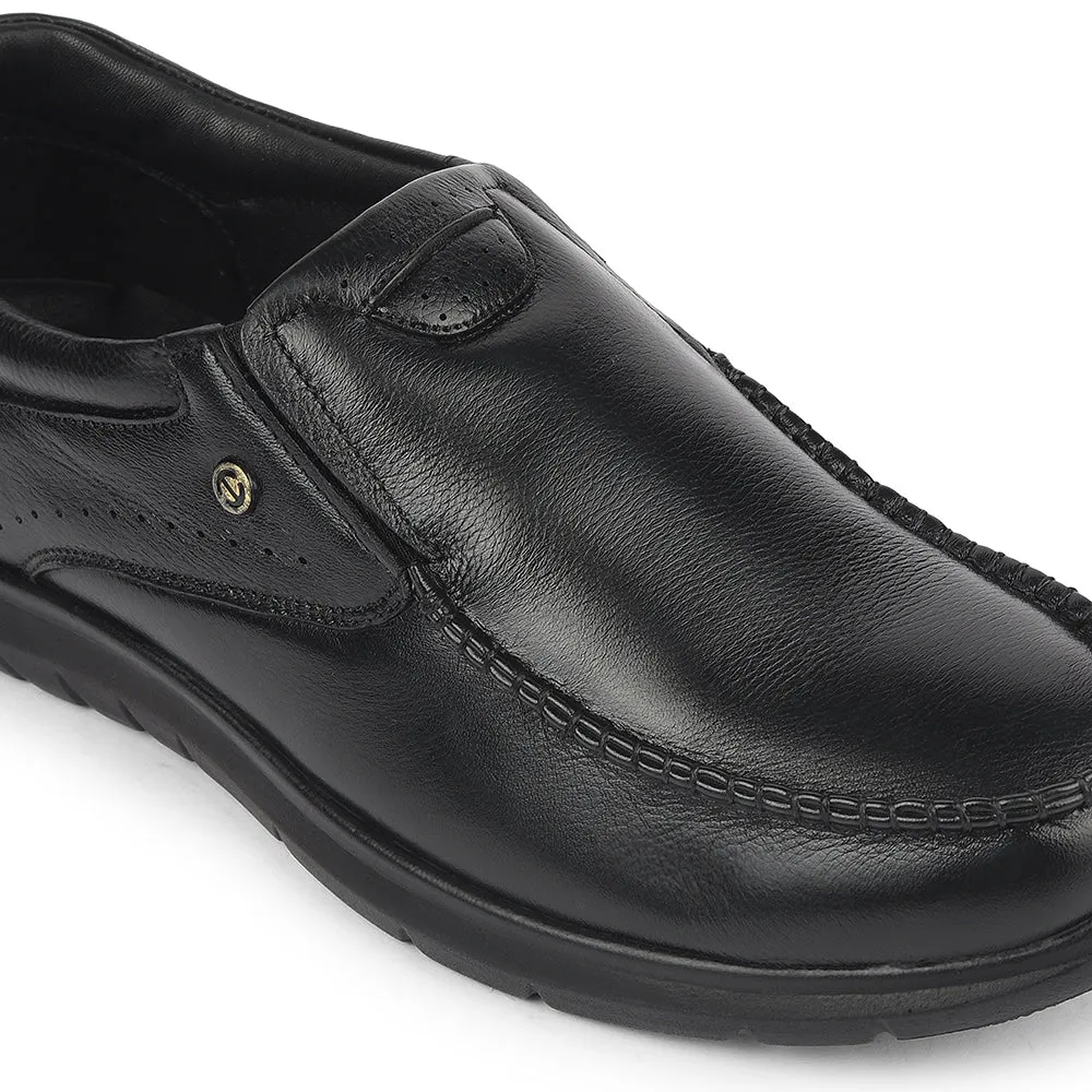 Healers Black Formal Non Lacing Moccasins For Men ERL-28 By Liberty Dress Shoe Sole