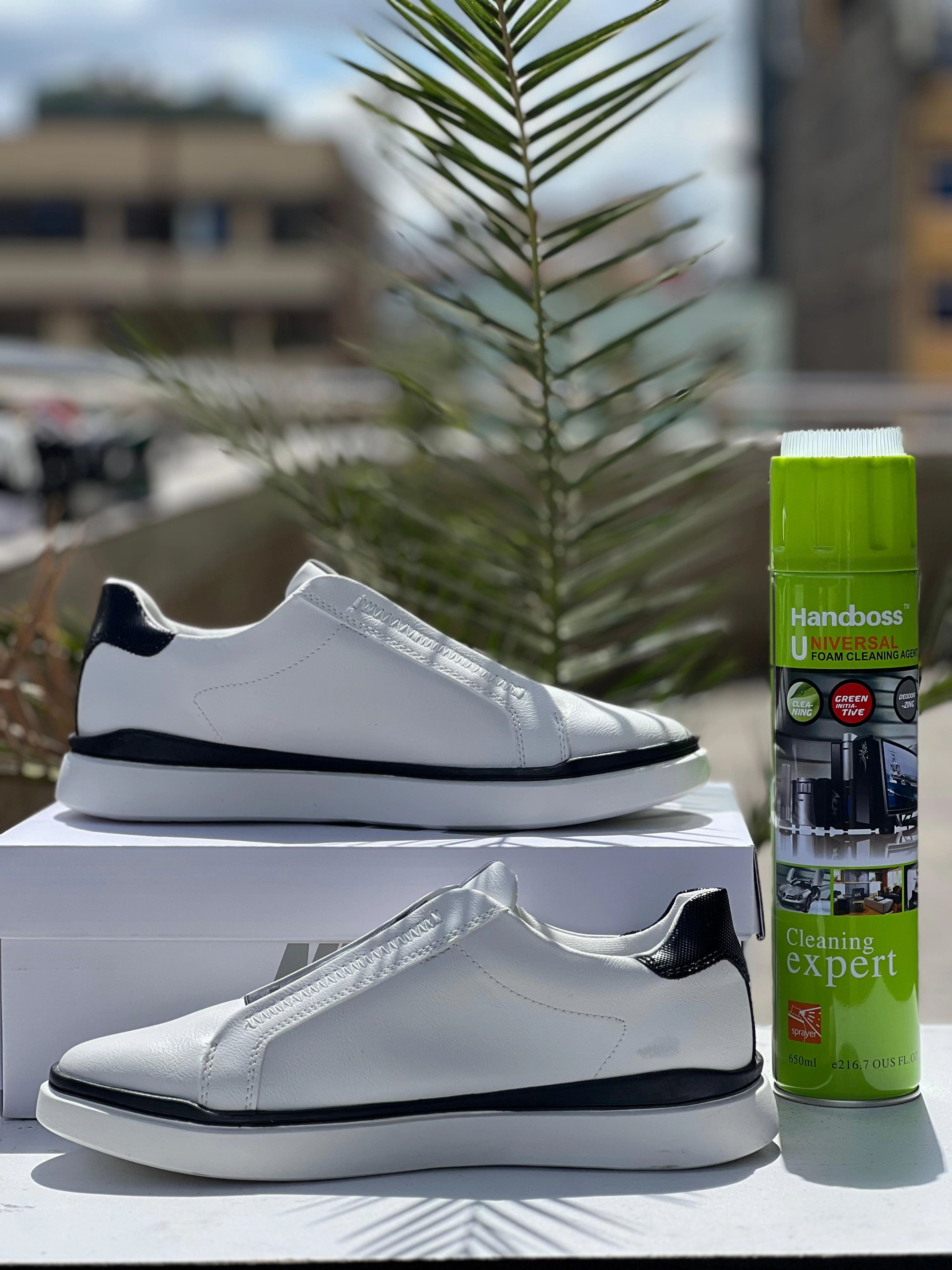 Sneakers Curb Aldo Men's White & Black Slip-On Lifestyle Sneakers