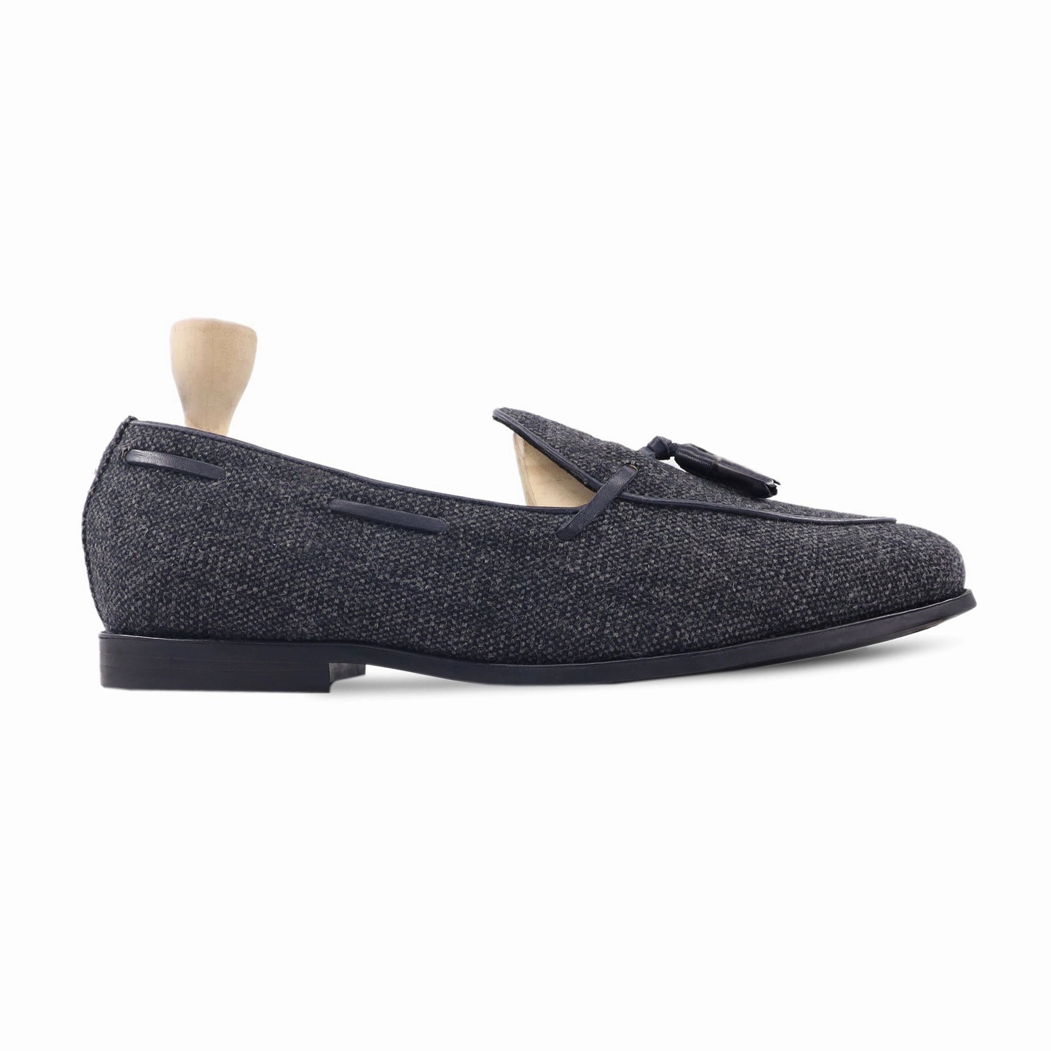 Dorix - Men's Grey Tweed Loafer Tassel Slip On Loafers