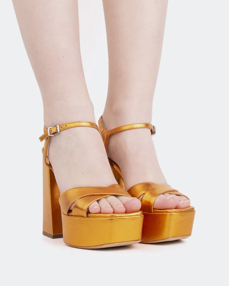 Embassy Orange Metal Boc Sandals
