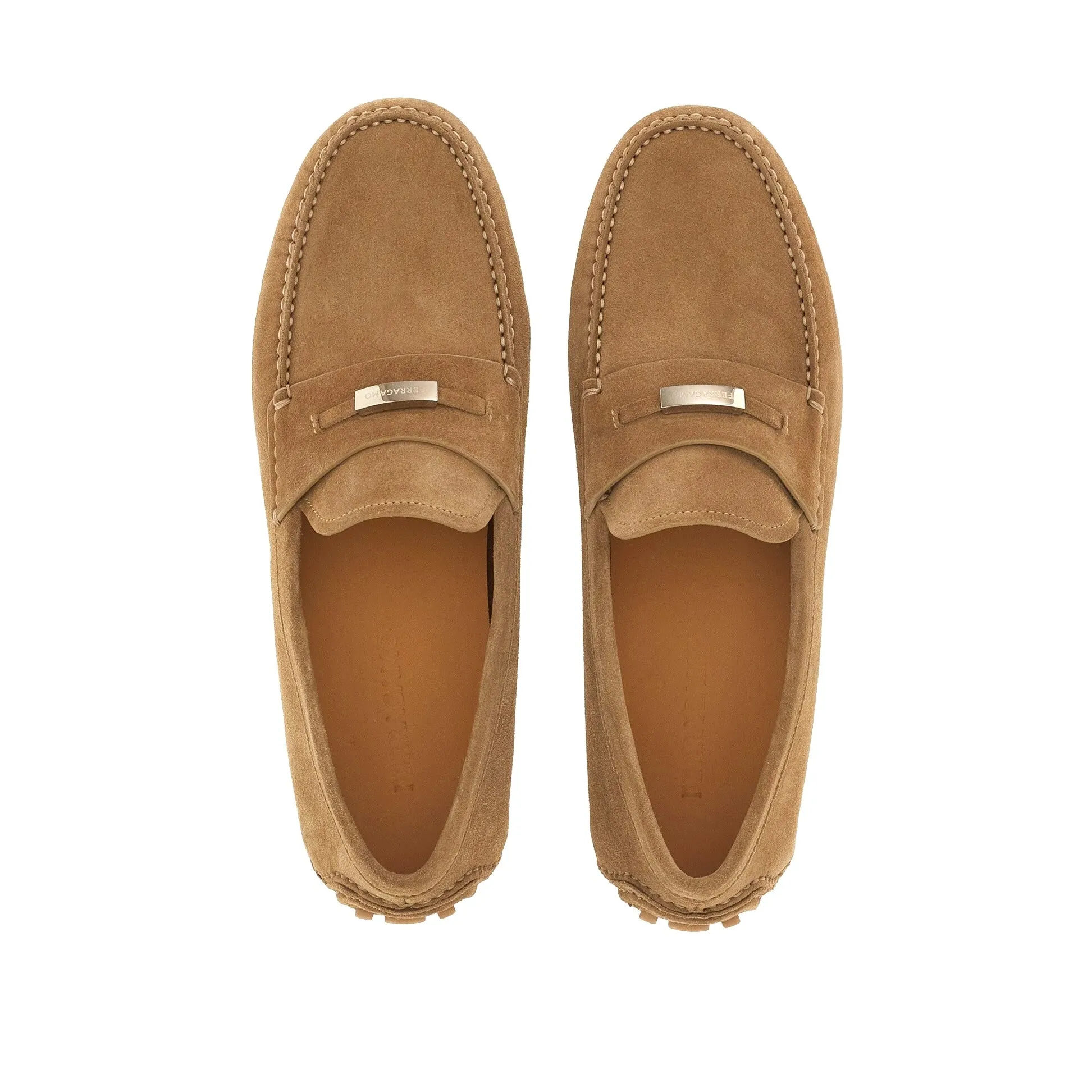 Golden Loafers Ferragamo Grenoble Drivers