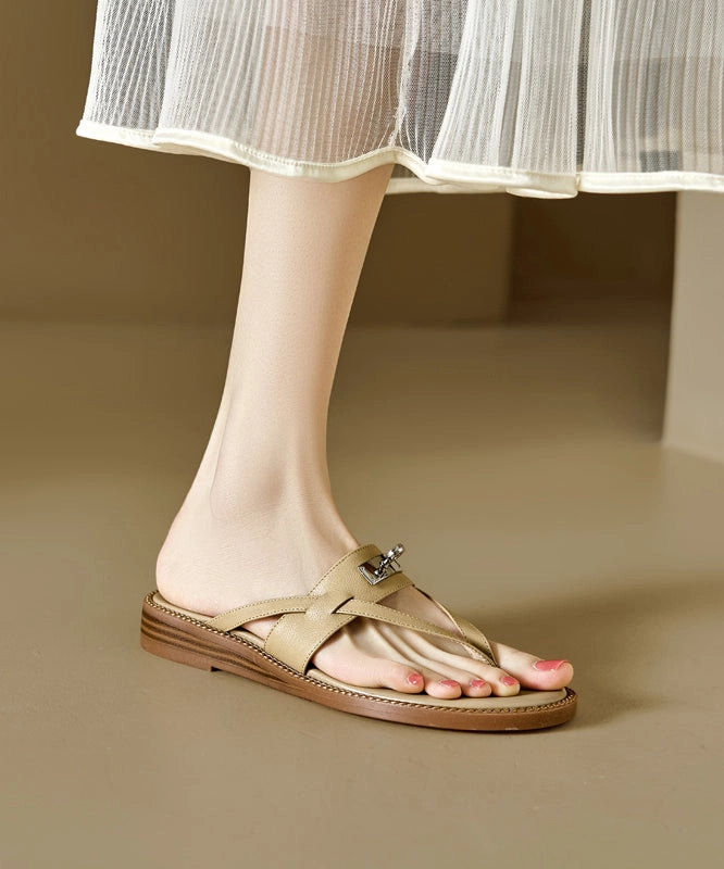 Plaid Slip On Sneakers Boho Splicing Flip Flops Slide Sandals Brown Faux Leather AA023