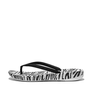 Wedge Flip Flops 2000s Fitflop Women's IQUSHION Ergonomic Flip-Flops - Zebra-Print