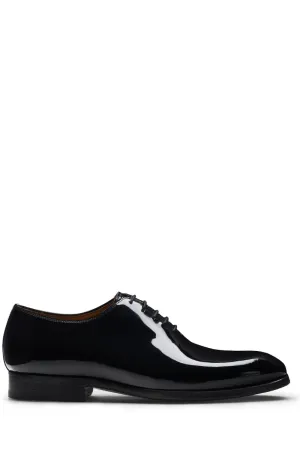 Fur Lined Dress Shoes Fleur Patent Lace-Up Shoes