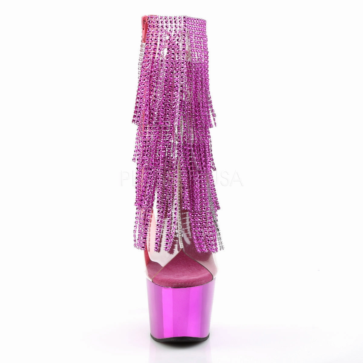 Push In Boots 2 7 Inch Heel ADORE-1017RSF Fuchsia Chrome